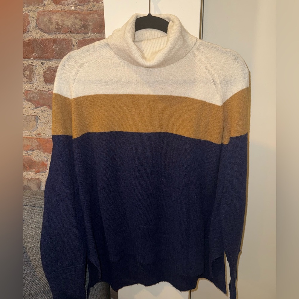 J. Crew Men's Turtleneck Sweater in Cream, Tan, and Navy